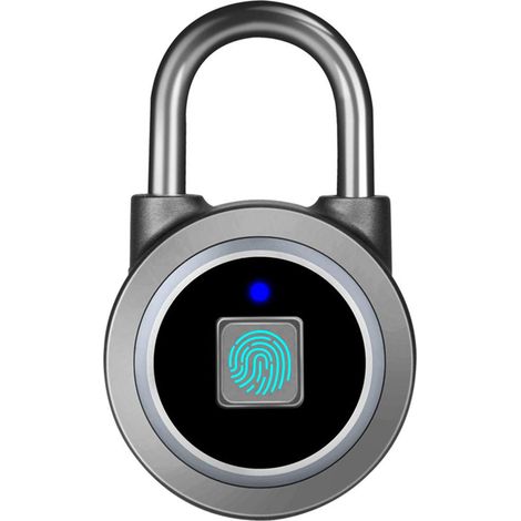 Applicable Fingerprint Padlock, Bluetooth Lock, Mobile APP, Smart Padlock with Keyless Biometric, Water Resistant, Suitable for Gym, Sports, Bike, School, Locker and Storage(Grey) (1/5)