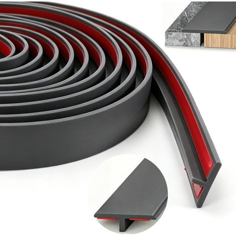 Profilé de seuil de porte en T, 300cm x 19,5 mm - Profilé de transition autocollant - En silicone flexible - Pour sols, carreaux (gris) (1/5)