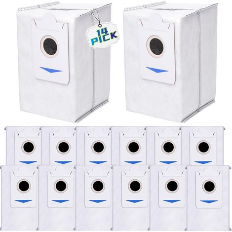 14 pezzi Sacchetti antipolvere di ricambio applicabili per robot aspirapolvere Ecovacs X2/X2 Pro/X2 Omni, sacchetti di ricambio monouso di grande capacità da 3 litri (1/5)