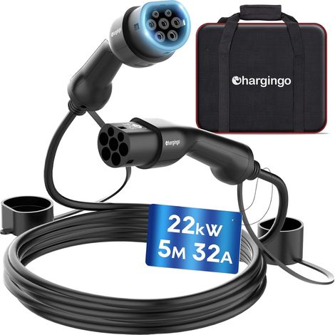 Câble de Charge Type 2 22kW 5M 32A 3 Phasig, Câble de Charge Rapide Type 2 vers Type 2 pour E Auto EV/PHEV, Câble de Charge Mode 3 Compatible avec S/3/X/Y, i3, ID.3, ID.4, E-Tron (1/5)
