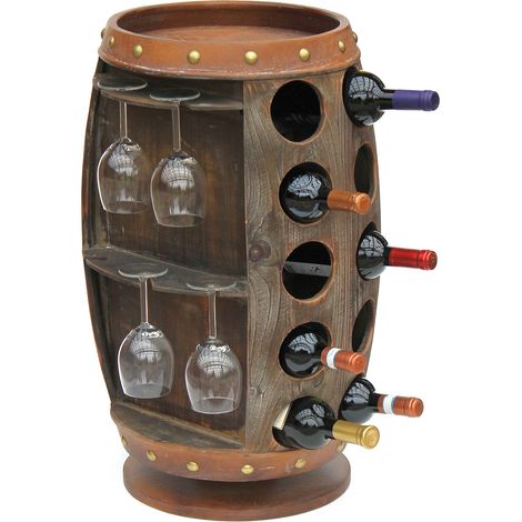 DanDiBo Casier à vin en bois Marron Tonneau à vin rotatif à 360° 71 cm 9205-R Bar Casier à bouteilles Tonneau en bois Armoire à vin