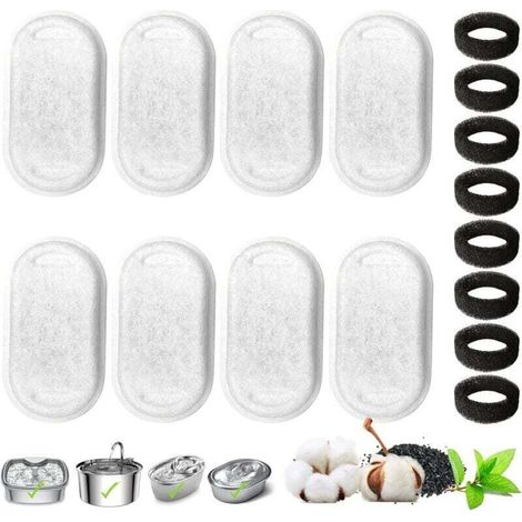 8 Filtres de Rechange pour Fontaine à Eau Chats Chiens 3.2L et 2L Acier Inoxydable avec Charbon et Mousse (1/4)