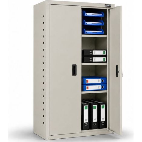 AREBOS Filing cabinet Garage cabinet-140x90x40cm with Cylinder lock and height-adjustable shelves (1/5)