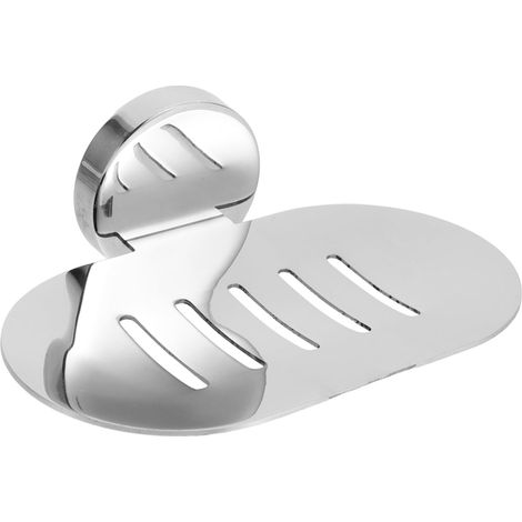 Portasapone a parete in acciaio inox con vassoio raccogligocce, adatto per box doccia. (1/4)