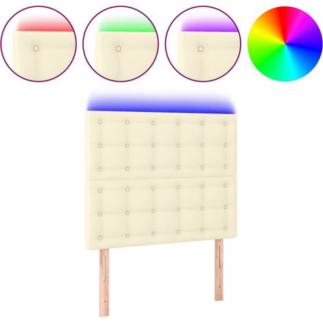 Maison Exclusive - LED Kopfteil Creme 100x5x118/128 cm Kunstleder