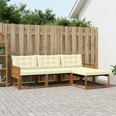 vidaXL Set di divani da esterno con cuscino 4 pcs Naturale e (1/5)