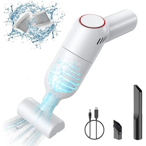 Aspirateur à main sans fil : Mini aspirateur à main rechargeable avec forte aspiration, aspirateur portable pour voiture, tapis et moquette, idéal pour les surfaces sèches et humides. (1/5)
