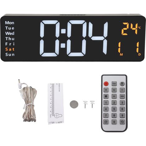 Horloge numérique LED murale grand écran avec télécommande, luminosité réglable sur 10 niveaux, affichage de la date et de la température (1/5)