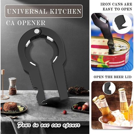 Ouvre-boîtes, ouvre-bocaux, ouvre-bouteilles, pince manuelle, sécurité des mains, aide-cuisine pour seniors, mains arthritiques, noir (1/5)