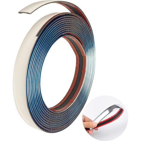 Chrom-Zierleiste fürs Auto, 10 mm x 5 m, selbstklebende Chrom-Zierleiste für die Außendekoration von Karosserie, Fenstern (5 m, 10 mm) (1/5)