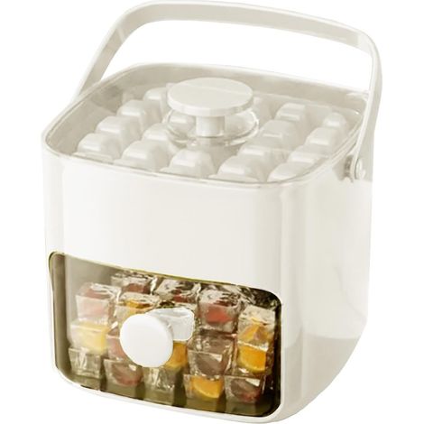 Bac à Glaçons Avec Couvercle Grande Capacité, Design Pression, Facilement Moule À Glaçons Cube Avec Poignée Cube Rafraîchissant Pour Fête Cuisine Pique-Nique Camping (1/5)