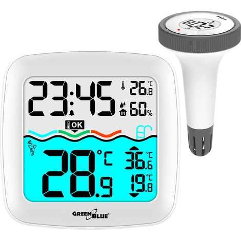 Capteur de température de piscine sans fil, Station météo, humidité DCF RCC (1/5)