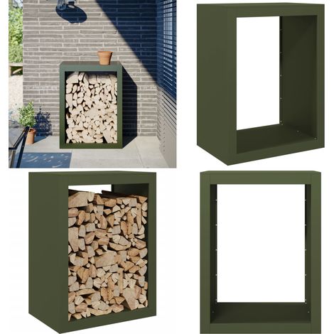 vidaXL Portant de bois de chauffage vert 60x40x80 cm acier (1/5)