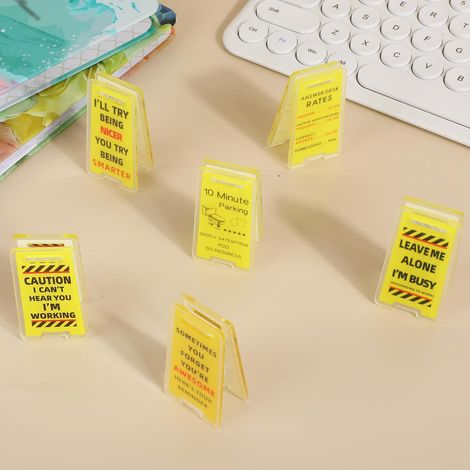 6 Porte Notes Adhésifs Humoristiques, Mini Panneaux de Bureau Humoristiques en Acrylique Cadeaux Créatifs et Amusants pour Collègues Fournitures et Décoration de Bureau (1/5)