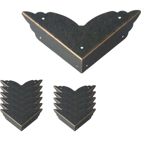 Juego de 12 protectores de esquinas metálicos vintage - Estilo antiguo - Protección de bordes de muebles - Para mesas, cómodas y joyeros
