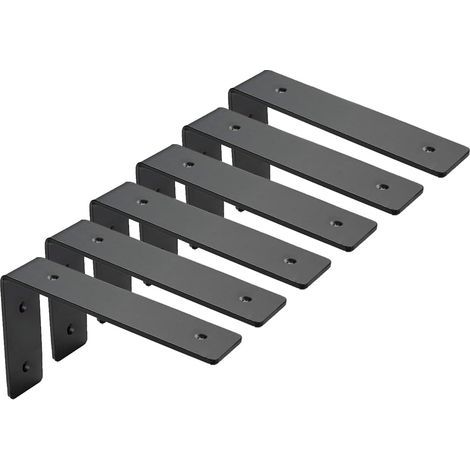 LaBlanc - 6er-Set Wandregalhalterungen, Halterungen für schwere Industrieregale, Schwerlasthalterungen, L-förmige Halterungen, 5 mm Stärke mit Schrauben (15 cm) (1/5)