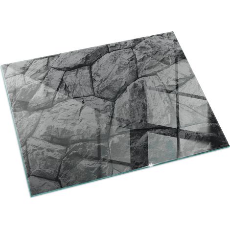 Plaque Rectangulaire en verre trempé de sol imprimée sous cheminée style loft et industriel Motif pierre naturelle 60x40 cm (1/5)