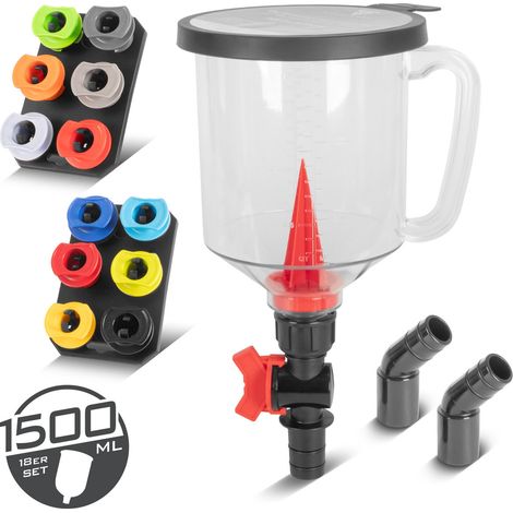 STAHLWERK Kit entonnoir à huile pour voiture 1,5 L 18 pièces avec adaptateurs pour voiture