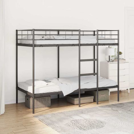 vidaXL Letto a Castello senza Materasso Nero 90x200 cm in Acciaio