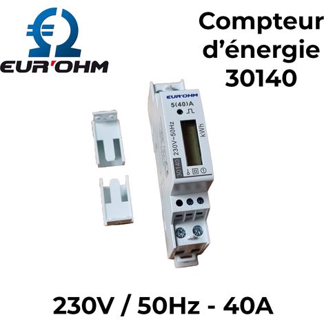 Compteur d'énergie monophasé 40A - 230V avec écran LCD