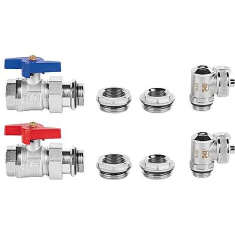 Robinetterie de raccordement horizontal pour collecteur autoétanche type H-E 1" avec vidange - lg 140 mm (1/2)