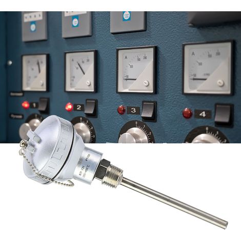 Capteur de température PT100 avec sonde filetée 1/2" NPT et tête de connexion pour thermocouple, longueur 100 mm