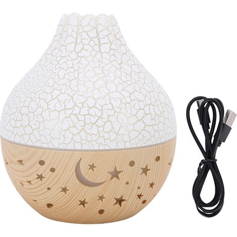 Air Diffuser Humidifier Luminous Hallow Mini USB Aromatherapy Diffuser Silent Auto Shut Off for Home Spa White Crack Light Wood Grain (1/5)