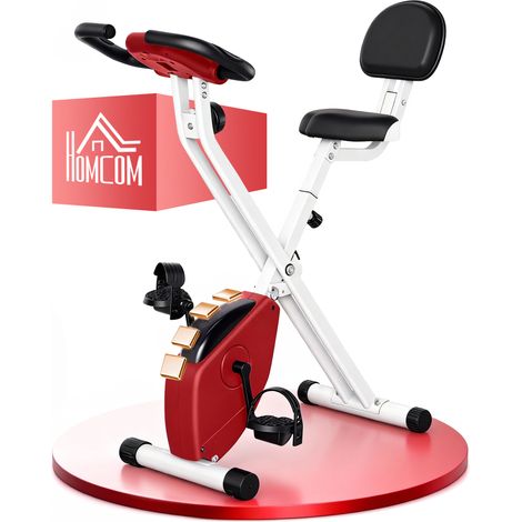 Vélo d'appartement à résistance magnétique. 8 niveaux. hauteur réglable. écran LCD. rouge et blanc (1/5)