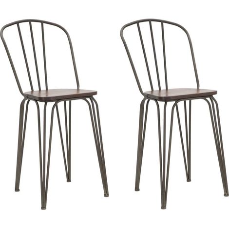 Lot de 2 Chaises de Bar Industriel "Harlem" 102cm Gris Foncé