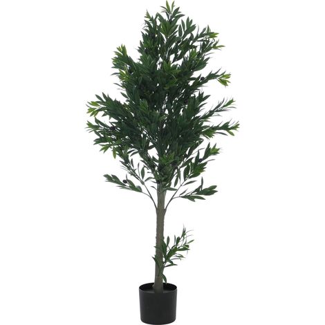 Olivo artificiale HHG-051, in vaso, albero decorativo, realistica, sempreverde, per esterni, 126x58x58cm (1/5)