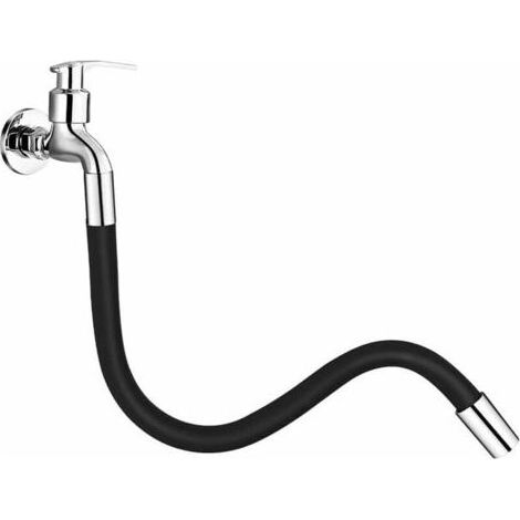 Rallonge de robinet flexible 360° - Pour salle de bain et extérieur, cuisine - Noir - Avec raccord à baïonnette - Longueur totale 30cm (1/4)