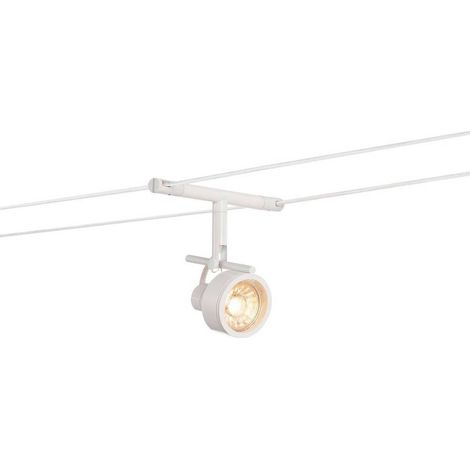 SLV – Système câble tendu SALUNA spot MR16 blanc orientable – Acier pour installation basse tension – 139131 (1/3)