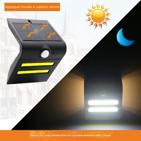 lampe solaire murale a detection de mouvement 32 cob led etanche pour jardin mur balcon cour exterieure (1/4)