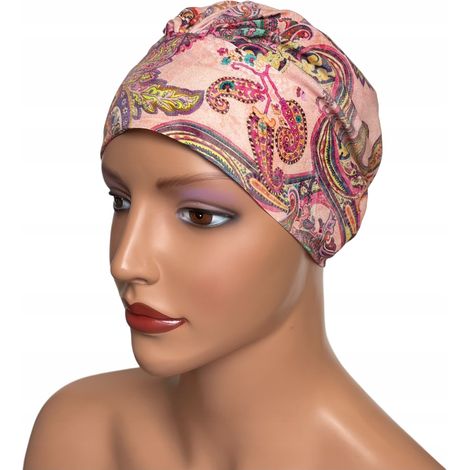 Turbante femenino Tess 370 de viscosa, tipo pañuelo anudado, también para después de la quimioterapia. (1/5)
