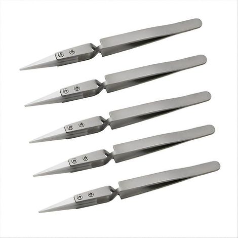 5-teilige elektronische Lötpinzette aus Keramik, antistatisch, feine Spitze, Präzisionswerkzeug für SMD-Bauteile und Leiterplattenreparaturen. (1/5)