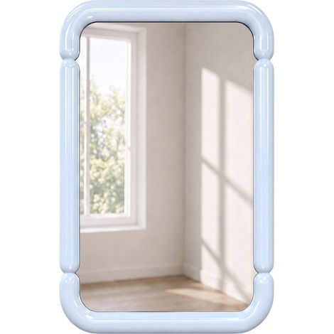 Miroir rectangulaire décor bois 106cm bleu clair - Volt