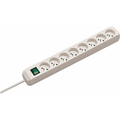Multipresa Eco-Line con 8 prese di corrente con interruttore con spia luminosa - 3m H05VV-F 3G1,5 8 prese - Bianco (1/3)