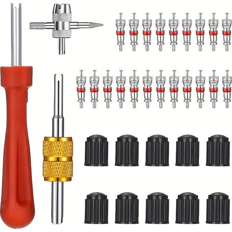 Kit d'outils universel pour le démontage des valves de pneus, adapté à la réparation des voitures, camions, motos et vélos. (1/5)