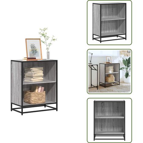 The Living Store Libreria Grigio Sonoma 60x35x76 cm in Legno Multistrato - Libreria grigio sonoma