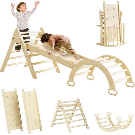 Kit triangulaire 7 en 1 pliable en bois pour tout-petits, jouet d'escalade d'intérieur pour tout-petits de 1 à 3 ans, aire de jeux d'intérieur pour bébé, jungle, gym pour tout-petits (1/5)