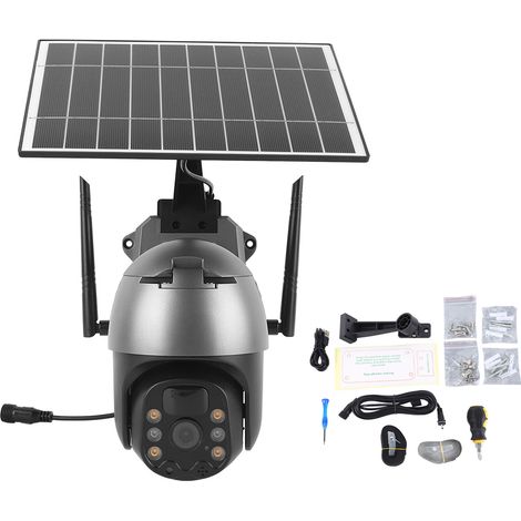 Caméra Solaire WiFi 4G Sans Fil Vision Nocturne Couleur Haute Définition Surveillance Sécurité Extérieur Maison (1/5)