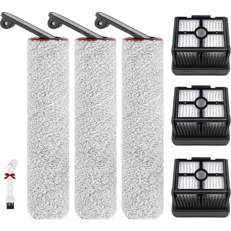 Accessoires pour Dreame H12 Pro / H12 Dual Pièces de Rechange pour aspirateur Eau et poussière, 3 Brosse rotative + 3 filtres Hepa + 1 Brosse
