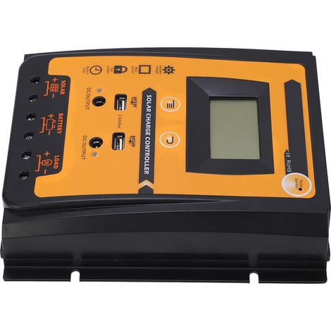 Contrôleur de panneau solaire avec double port USB et écran LCD, régulateur intelligent de charge et de décharge 70 A, 12 V/24 V (1/5)