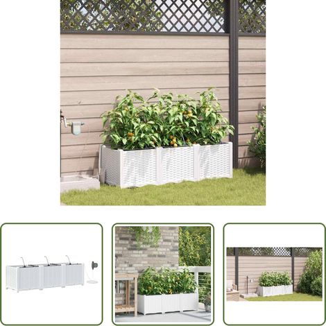 Bewässerung - Garten-Pflanzgefäß 3 pcs Weiß Stahl (1/5)