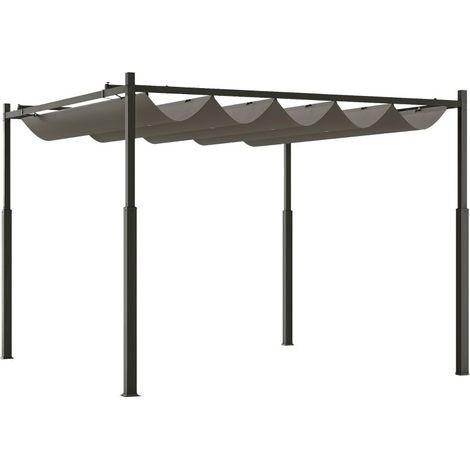 Pergola autoportante 3×3m terrasse, toit coulissant, patins magnétiques, poteaux 8 cm, résistante aux UV