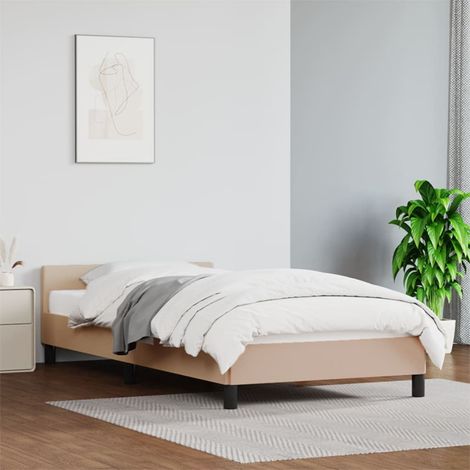Lit adulte, Cadre de lit avec tête de lit, Structure de lit Cappuccino 100x200 cm Similicuir CDE57639 (1/5)