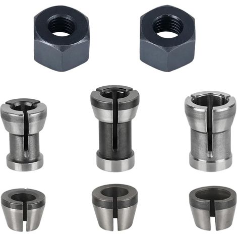 8pcs Clamps, Router Bit 6mm Steel Router Flush Router 6mm 6.35mm 8mm for Woodworking, Cutting and Engraving (1/5)