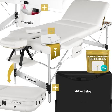Table de massage pliante largeur 78cm réglable en hauteur blanc