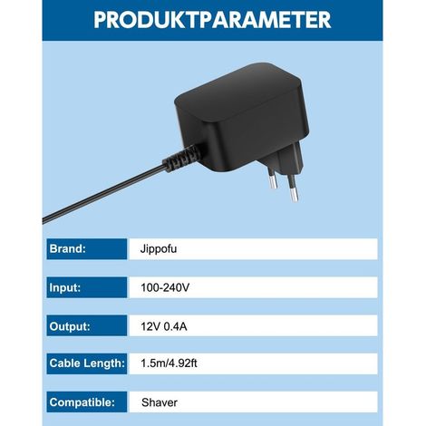 12-V-Ladegerät, kompatibel mit Braun Series 9, 8, 7, 6, 5, 4, 3, 2, 1 Rasierern und Silk-épil 9, 7, 5, Typ 492, 5544, 5542, 5210, 5408, 3040s, 3090cc, 190s, 310s, 340s, 720s, 790cc, Adapter-Ladekabel (1/5)