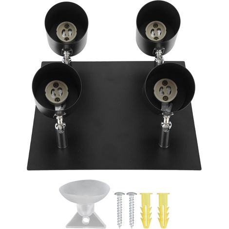 Spot Luminaire Industriel Noir Moderne 4 Lumières GU10 Lampholder - Suspension Rail Lumière Ajustable Plafonnier Lampe Kit Précise Feu Warm Ambiance Eau Rust Proof Plafond Cuisine Salon Dining Room St